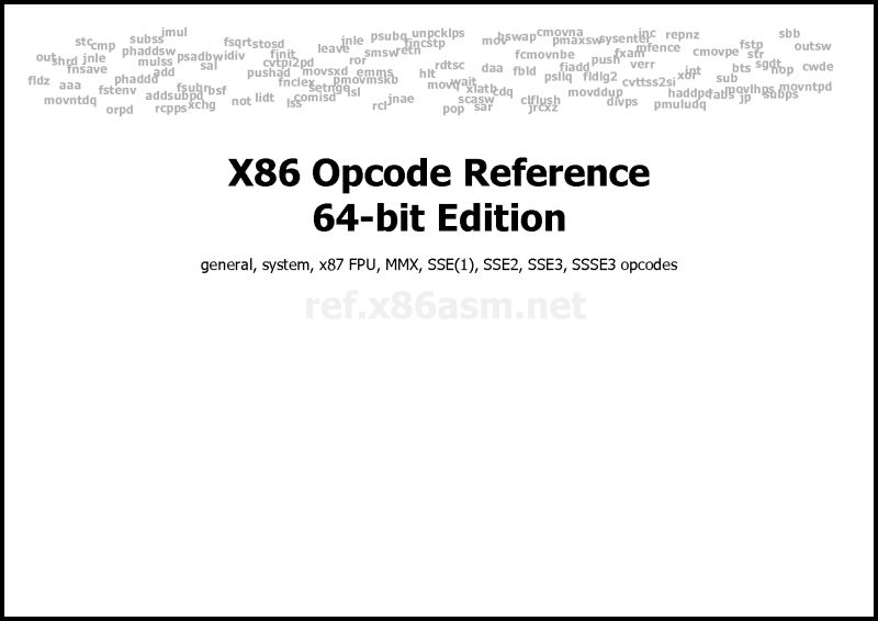 X86 Instruction Reference Cover Page
